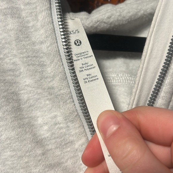 Heathered core light grey gray marl scuba oversized half zip hoodie xs/s - Picture 2 of 3